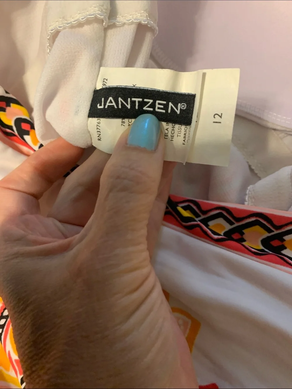 Jantzen One-Piece Halter Swimsuit in abstract geometric floral  -  size 12